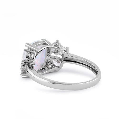 Sterling Silver White Lab-Opal CZ Ring
