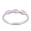 Sterling Silver Triple Marquise Pink Lab Opal Ring