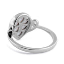 Sterling Silver Curved White Lab Opal Pear Ring