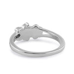 Sterling Silver White Lab Opal Greek Butterfly Flower Ring