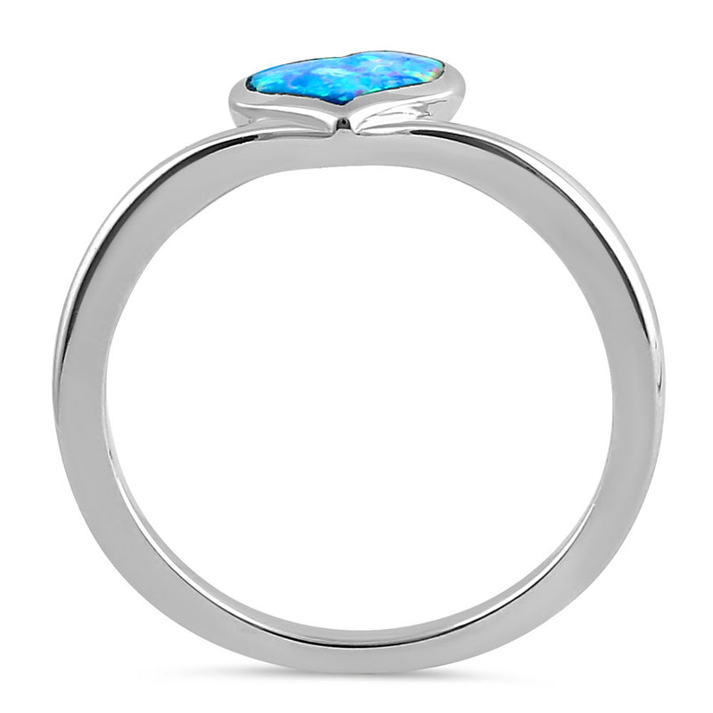 Sterling Silver Blue Lavender Lab Opal Rising Heart Ring