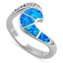Sterling Silver Blue Lab Opal Greek Wave Ring