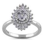 Sterling Silver Oval CZ Cluster Ring