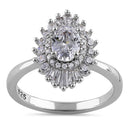 Sterling Silver Oval Halo CZ Engagement Ring