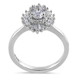 Sterling Silver Oval CZ Cluster Ring