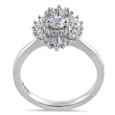 Sterling Silver Oval Halo CZ Engagement Ring