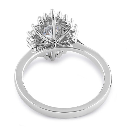 Sterling Silver Oval CZ Cluster Ring