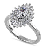 Sterling Silver Oval CZ Cluster Ring