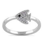 Sterling Silver CZ Fish Ring