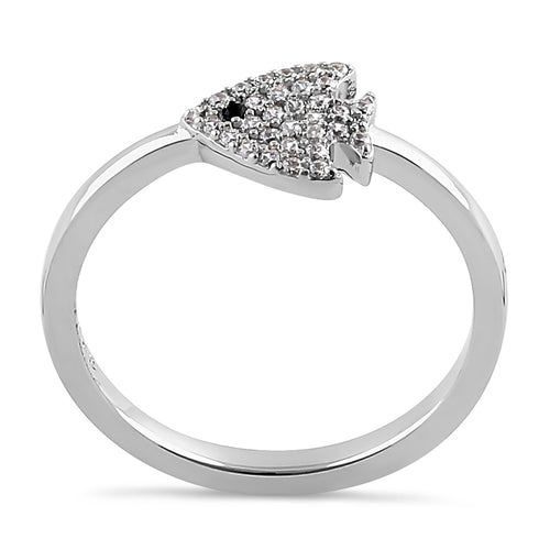 Sterling Silver CZ Fish Ring