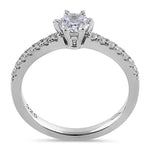 Sterling Silver Round CZ Engagement Ring
