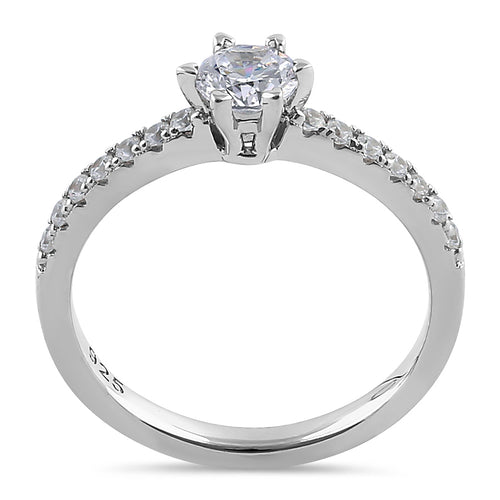 Sterling Silver Round CZ Engagement Ring