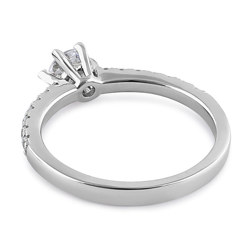 Sterling Silver Round CZ Engagement Ring