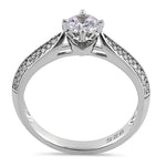 Sterling Silver Petite Pave Round Cut Clear CZ Engagement Ring