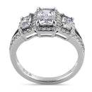 Sterling Silver 3-Stone Halo CZ Ring
