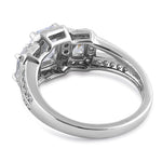 Sterling Silver 3-Stone Halo CZ Ring
