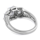 Sterling Silver 3-Stone Halo CZ Ring
