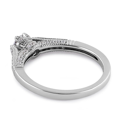 Sterling Silver Cathedral CZ Engagement Ring