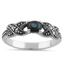 Sterling Silver Oval Abalone Marcasite Ring