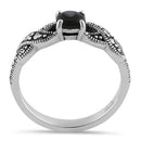 Sterling Silver Oval Abalone Marcasite Ring