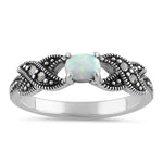 Sterling Silver Opal Marcasite Ring