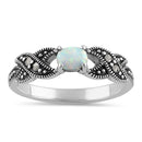 Sterling Silver Opal Marcasite Ring