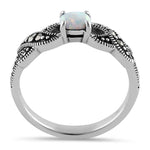 Sterling Silver Opal Marcasite Ring