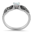 Sterling Silver Opal Marcasite Ring