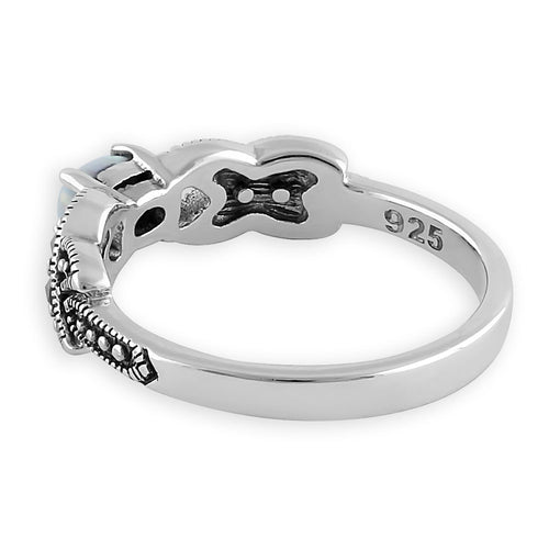 Sterling Silver Opal Marcasite Ring