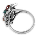 Sterling Silver Multi-Color Marcasite Twist Ring