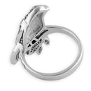 Sterling Silver Hand-Painted Turquoise Bird Marcasite Ring