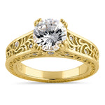 Sterling Silver Gold-Plated Filigree CZ Ring