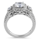 Sterling Silver 1.0 ct. Halo 3-Stone CZ Engagement Ring
