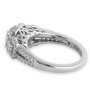 Sterling Silver 1.0 ct. Halo 3-Stone CZ Engagement Ring