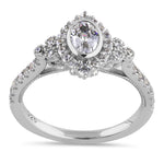 Sterling Silver Victorian Oval CZ Engagement Ring