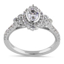 Sterling Silver Victorian Oval CZ Engagement Ring