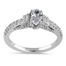 Sterling Silver Victorian Oval CZ Engagement Ring