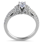 Sterling Silver Victorian Oval CZ Engagement Ring