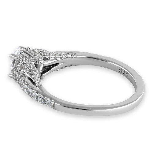 Sterling Silver Victorian Oval CZ Engagement Ring