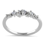 Sterling Silver Half Eternity Mini Cluster Round and Square Cut Clear CZ Ring