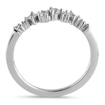 Sterling Silver Half Eternity Mini Cluster Round and Square Cut Clear CZ Ring