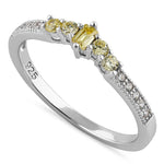 Sterling Silver Emerald Cut Yellow CZ Ring