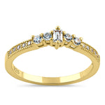 Sterling Silver Yellow Gold Emerald Cut CZ Ring