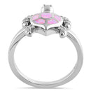 Sterling Silver Turtle Pink Lab Opal Ring