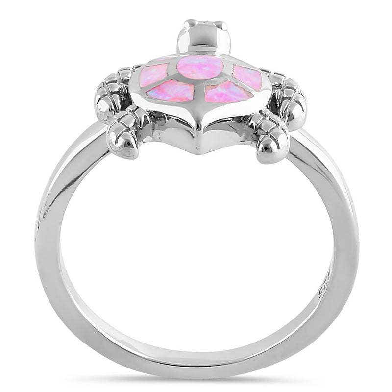 Sterling Silver Turtle Pink Lab Opal Ring