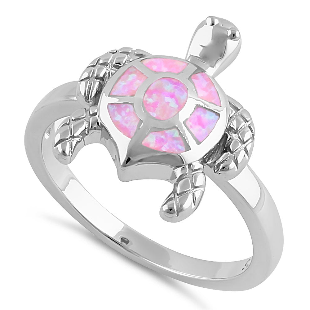 Sterling Silver Turtle Pink Lab Opal Ring Sterling Silver Turtle Pink Lab Opal Ring