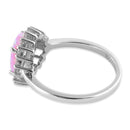 Sterling Silver Pink Opal Oval CZ Halo Ring