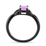 Sterling Silver Black Rhodium Plated Center Stone Charmed Pink Lab Opal Ring