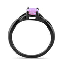 Sterling Silver Black Rhodium Plated Center Stone Charmed Pink Lab Opal Ring