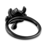 Sterling Silver  Black Rhodium Plated Turtle Green Lab Opal Ring